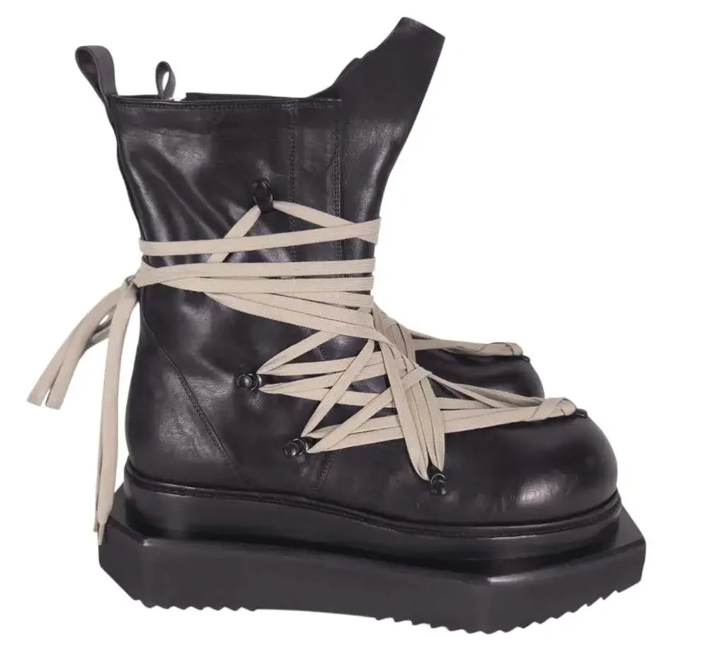 Rick Owens Megalace Turbo Cyclops Boots US 13 EU 46 Mens Black Leather Platform